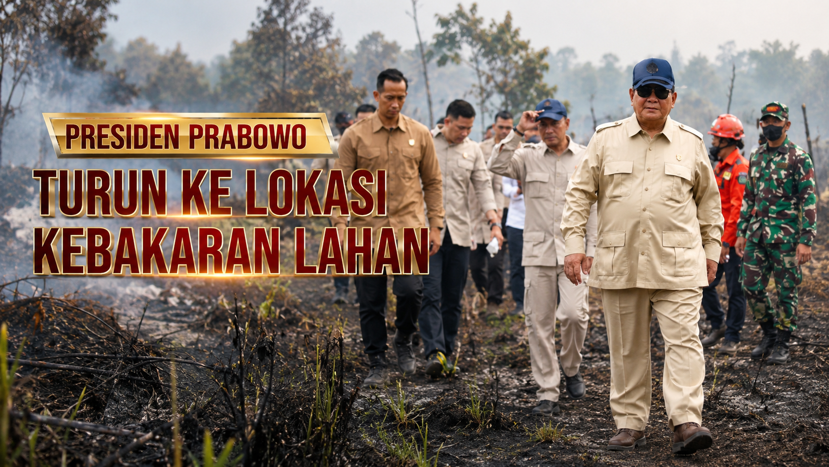 Prabowo Tinjau Langsung Lokasi Kebakaran Hutan dan Lahan di Kubu Raya
