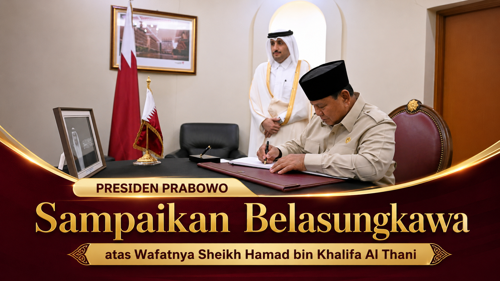 Prabowo Datangi Kedubes Qatar, Sampaikan Duka atas Wafatnya Sheikh Hamad bin Khalifa Al Thani